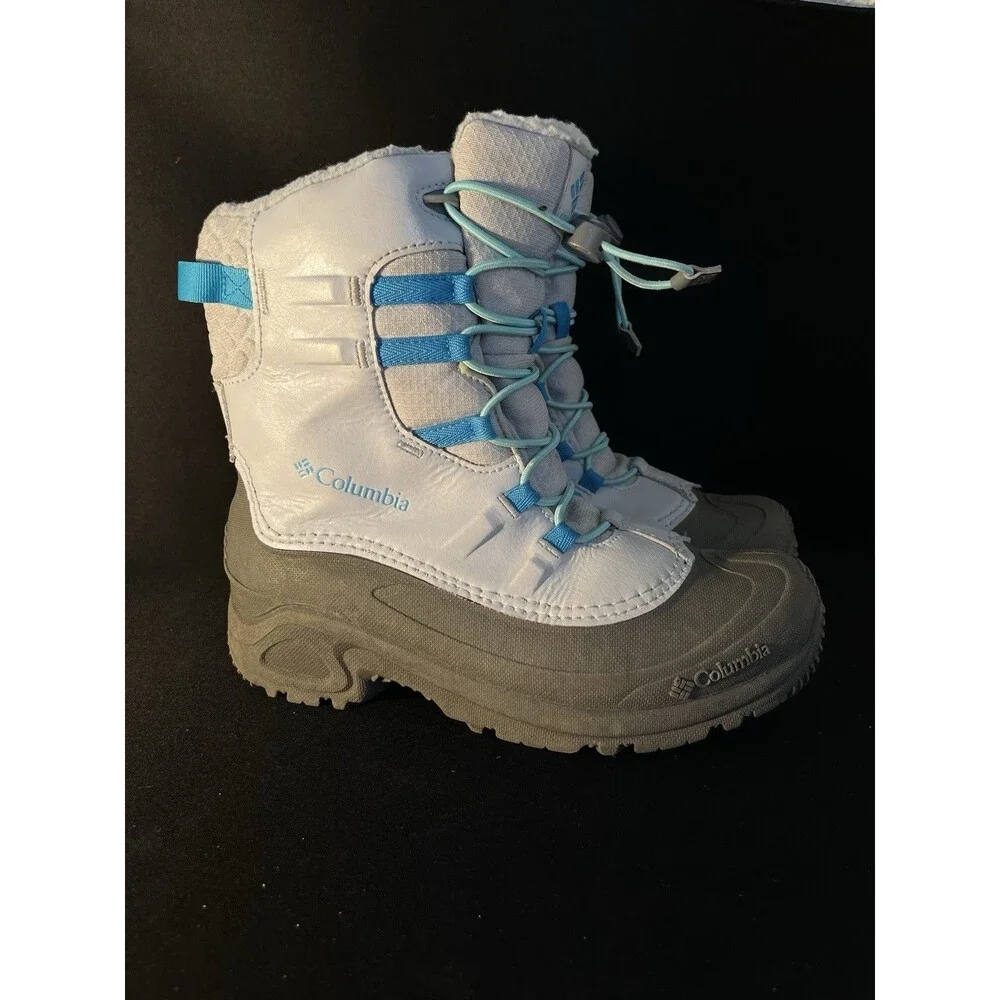Columbia Bugaboot Celsius Snow Boots Youth Sz 6 Gray Leather Lace Up Waterproof